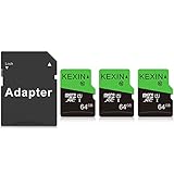 KEXIN Micro SD Karte 64GB 3er Pack, Speicherkarte Micro SD mit Adapter, UHS-I, U1, A1, C10...