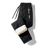 Fleece Gefütterte Jogginghose für Herren, Winter Warme Fuzzy Leggings Jogger...