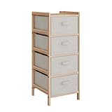 Vicco Kommode Bruno, Beige, 34.5 x 86 cm mit 4 Stoffschubladen