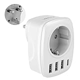 VINTAR Deutschland auf UK Reiseadapter,5-in-1 Steckeradapter, mit 3...