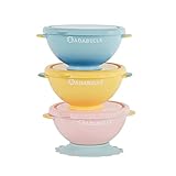 Badabulle Set mit 3 Funcolors Bowls, mit Deckel und 1 rutschfestem Saugfuß, 330ml