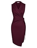 GRACE KARIN Vintage Kleider Damen Elegant V-Ausschnitt Dunkelrot Bodycon Kleid...