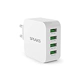 Splaks USB Ladegerät 4-Port 40W 5V/8A Wall Charger Netzteil 2.4A Schnell Aufladen für...