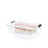 BigDean Aufbewahrungsbox mit Deckel transparent - 21L + Clipverschluss -...