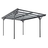 Juskys Carport mit Flachdach 5x3 m - Überdachung aus Aluminium mit Doppelstegplatten -...