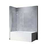 SONNI Duschwand für badewanne 100x130cm Duschwand Glas 6mm Nano Glas 2-Teilig Duschwand...