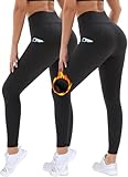 DDOBB 2er Pack Sport Leggings Damen High Waist Sportleggins Damen Lang Mit Taschen Gym...