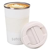 SUNTQ Kaffeebecher to go Thermo aus Edelstahl 380ml Thermobecher mit Gummierte...