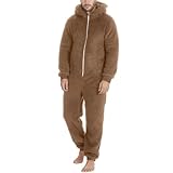 Generisch Overall Herren Jumpsuit One Piece Anzug Teddy Fleece Onesie Herren Flauschig...