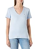 Tommy Hilfiger Damen T-Shirt Slim Solid V-Nk Top SS mit V-Ausschnitt, Blau (Breezy Blue),...