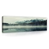 Leinwandbild Berge Landschaft Natur 145x45 cm | Modern Panorama Bilder XXL Canvas Leinwand...