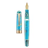 Asvine P20 Kolbenfüller Lake Blue Resin, Iridium Medium Nib Gold Trim Smooth Writer...