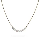 Winzige Halskette mit weißen Opal-Perlen, 3 mm, minimalistischer Schmuck, 14 Karat Gold,...