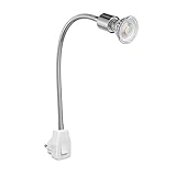 ledscom.de Steckdosenlampe LESCH Leselampe Schwanenhals, Schalter, Chrom inkl....