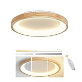 VOMI LED Deckenleuchte Holz Dimmbar, 40cm Rund Deckenlampe Schlafzimmer mit...