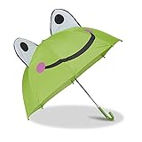 Relaxdays Kinderregenschirm mit 3D Frosch, Regenschirm für Mädchen und Jungen,...