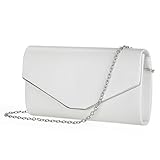 BAIGIO Damen Clutch Leder Elegant Abendtasche PU Brauttasche Weisse Clutch mit...