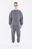 COFI 1453 Basic Jogger Set Pullover Jogginghose Oversize Fit XL Anthrazit-Melange