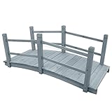 INLIFE Gartenbrücke Grau 140x60x56 cm Massivholz Tanne-0040