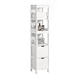 SoBuy FRG126-W Hochschrank für Bad Badmöbel Badezimmer Badregal mit Fußpolster weiß...