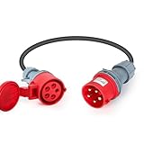 Jadeshay CEE Stromadapter, CEE Adapter 32A Stecker auf 16A Kupplung 5-poliges Starkstrom...