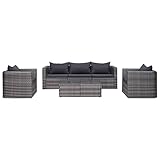 ZHOUMIN 6-TLG. Garten-Sofagarnitur mit Polstern&Kissen, Outdoor Sofa, Gartenlounge...