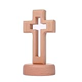 Floatdream Holz Stehendes Kreuz, Holz Kreuz mit Basis, kreuz Deko Geschenk,...