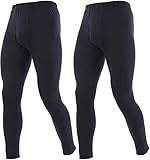 YUSHOW 2er Pack Lange Unterhosen Herren Thermohose Winter Skiunterwäsche Herren Warme...