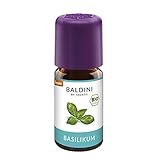 Baldini Bio Basilikumöl 5ml - 100% Naturreines Ätherisches Öl - Lebensmittelqualität -...