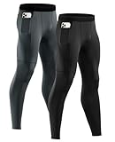 Niksa Sport Leggings männer 2er Pack, Herren Tight lang Quick Dry Kompression...