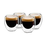 GLASWERK Design Espressotassen Set (4 x 80ml) - Espressogläser doppelwandig 80ml -...