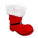 Idena 30537 - Nikolausstiefel ca. 18,5 x 13 x 20 cm, rot beflockter Weihnachtsstiefel mit...