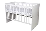 KMbaby Babybett TANY Weiß 120 x 60 cm mit Matratze - Baby Kinderbett Gitterbett mit...