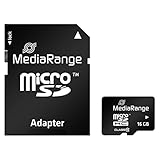 MediaRange micro SDHC Speicherkarte mit SD Adapter 16GB - Geschwindigkeit Klasse...