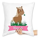 Kissen 40x40 Zierkissen - Reiten und Pferde Geschenk - Süßes Pferd mit Name - 40 x 40 cm...