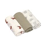 LÄSSIG Baby Puckdecke Spuckdecke Pucktuch Mulltuch 3er Set Baumwolle 60 x 60 cm/Swaddle &...