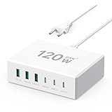 USB C Ladegerät 120W GaN，Mehrfach USB Ladegerät【3USB-C + 3USB-A】 PD...