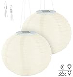 Lunartec Gartenlampion: 2er Set Solar-LED-Lampions, Dämmerungs-Sensor, IP44,...