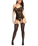 Buitifo Damen Fischernetz Bodystocking Sexy Catsuit Frau mit offenem Schritt...