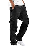 YAOHUOLE Cargohose Herren Leinen Hosen Herren Regular Fit Leinenhose Herren Loose Fit...