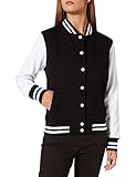 Build Your Brand Damen Ladies Sweat College Jacket Varsity Jacket, Black/White, M