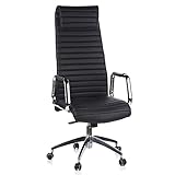 hjh OFFICE 600900 Chefsessel ASPERA 20 Nappaleder Schwarz/Chrom Bürostuhl mit...