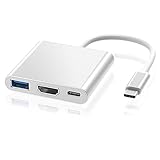 ElecMoga USB C auf HDMI Adapter 4K, 3 in 1 Multiport Adapter mit USB 3.0 + Typ C...