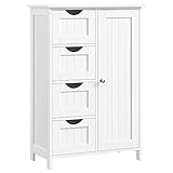 VASAGLE Badezimmerschrank, schmaler Badschrank, Beistellschrank, Kommode, mit 4...