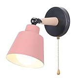 iDEGU Wandleuchte Innen Retro Wandlampe aus Holz und Metall mit Schalter Verstellbar...