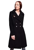 Navahoo Damen Mantel Trenchcoat Winterjacke Wintermantel B661 [B661-Wooly-Schwarz-Gr.L]