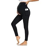 Nlieanuc Damen Umstandsleggings mit Taschen Hohem Bund Schwangerschaftsleggings...