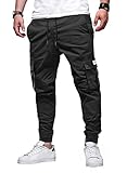 Elegancity Schwarze Jogginghose Herren Cargohose Einfarbig Hose Männer Causal...