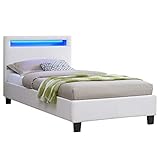 CARO-Möbel Polsterbett Mandalay mit LED Beleuchtung Einzelbett Lederbett 90 x...