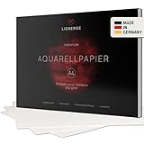 LIEBERGE Premium Aquarellpapier A4 300g – made in Germany – 30 Blatt Aquarellblock...